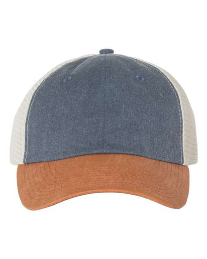 Valucap Pigment-Dyed Trucker Cap - Navy/ Texas/ Stone Front