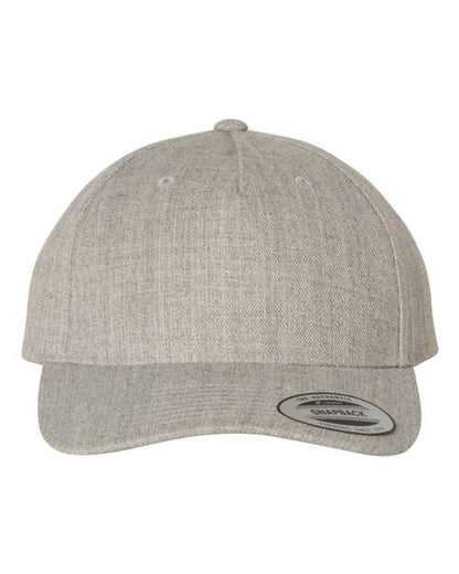 YP Classics Premium Five-Panel Curved Bill Snapback Cap - Heather Grey Front
