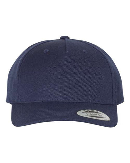 YP Classics Premium Five-Panel Curved Bill Snapback Cap - Navy Front