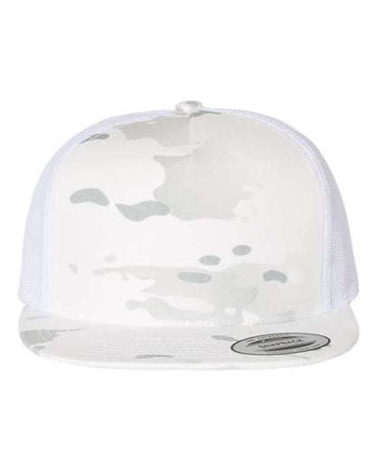 YP Classics Classic Five-Panel Trucker Cap - Multicam Alpine/ White Front