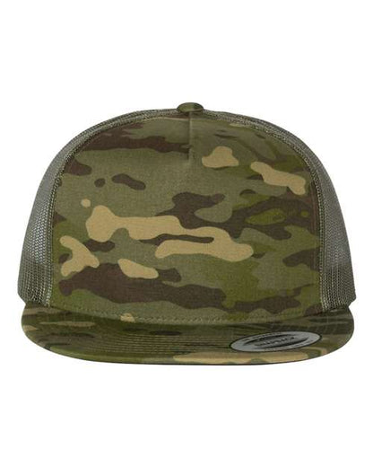 YP Classics Classic Five-Panel Trucker Cap - Multicam Tropic/ Green Front