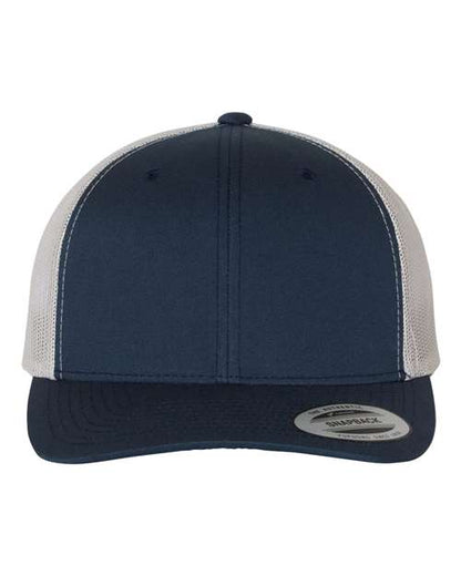 YP Classics Retro Trucker Cap - Navy/ Silver Front