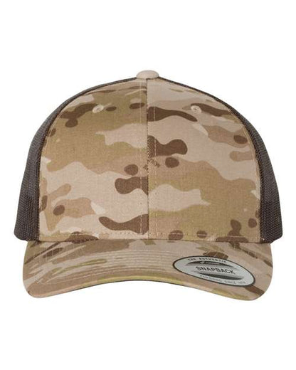 YP Classics Retro Trucker Cap - Multicam Arid/ Brown Front