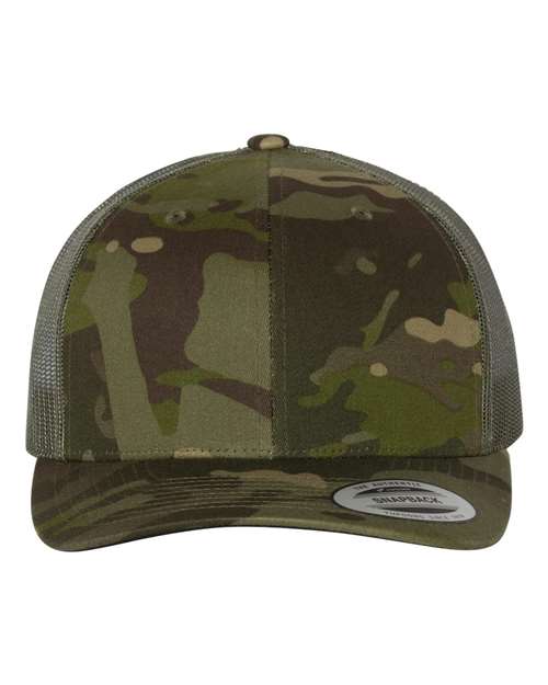 YP Classics Retro Trucker Cap - Multicam Tropic/ Green Front