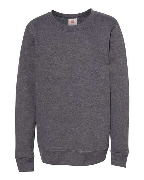 Hanes Youth EcoSmart® Crewneck Sweatshirt - Charcoal Heather Front