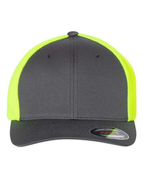 Flexfit Trucker Cap - Charcoal/ Neon Yellow Front