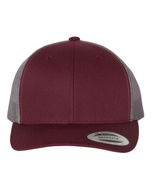 YP Classics Retro Trucker Cap - Maroon/ Grey Front