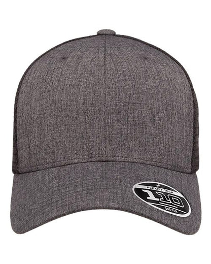 Flexfit 110® Mesh-Back Cap - Melange Charcoal/ Black Front