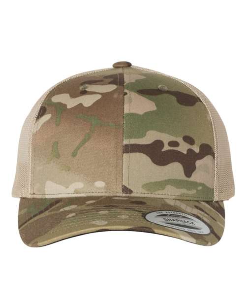 YP Classics Retro Trucker Cap - Multicam Green/ Khaki Front