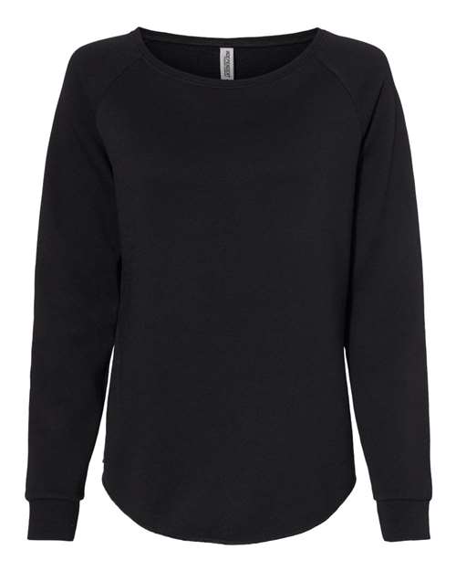 Independent Trading Co. Women's California Wave Wash Crewneck Sweatshirt - Black Front