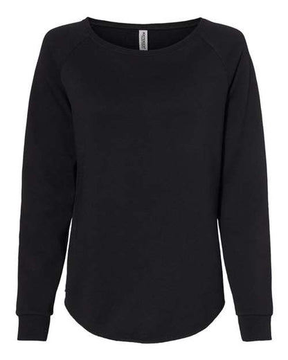 Independent Trading Co. Women's California Wave Wash Crewneck Sweatshirt - Black Front