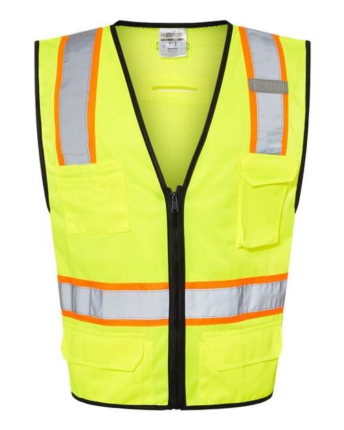 Kishigo Unisex 6 Pocket Contrast Class 2 Vest - Lime Front