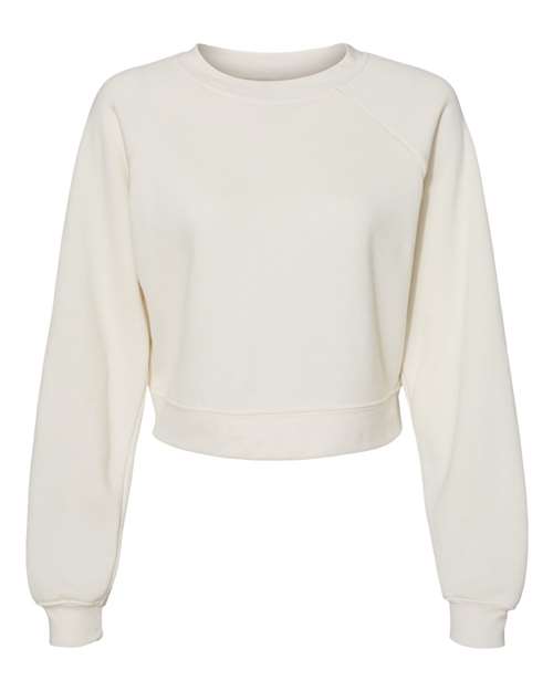 BELLA + CANVAS Women's Crop Raglan Crewneck Sweatshirt - Vintage White Front