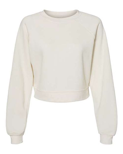BELLA + CANVAS Women's Crop Raglan Crewneck Sweatshirt - Vintage White Front