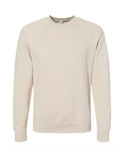 Independent Trading Co. Unisex Icon Lightweight Loopback Terry Crewneck Sweatshirt - Sand Front