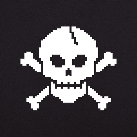 8-Bit Skull and Crossbones Pixel Art graphic tee design