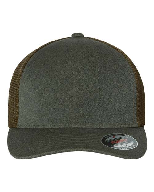 Flexfit Unipanel™ Trucker Cap - Melange Olive Front
