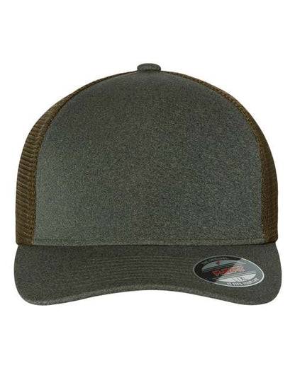 Flexfit Unipanel™ Trucker Cap - Melange Olive Front