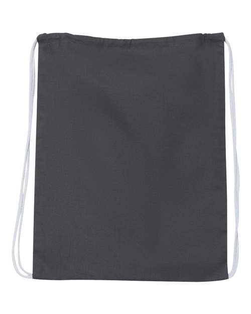 Q-Tees Economical Cotton Drawstring Bag - Charcoal Front
