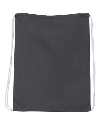 Q-Tees Economical Cotton Drawstring Bag - Charcoal Front