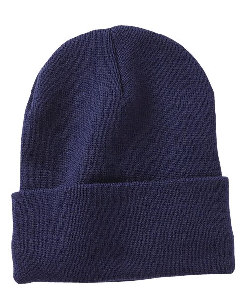 Sportsman 12" Fleece Lined Cuffed Beanie - Navy Front