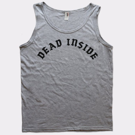 Dead Inside Gothic Font Sarcastic Emo Quote graphic Men's Tank Top in Gray Heather
