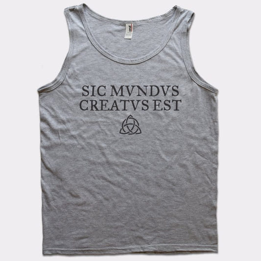 Sic Mundus Creatus Est Time Travel Symbol graphic Men's Tank Top in Gray Heather