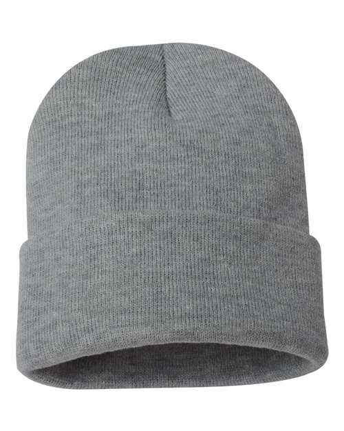 Sportsman 12" Solid Cuffed Beanie - Dark Heather Grey Front