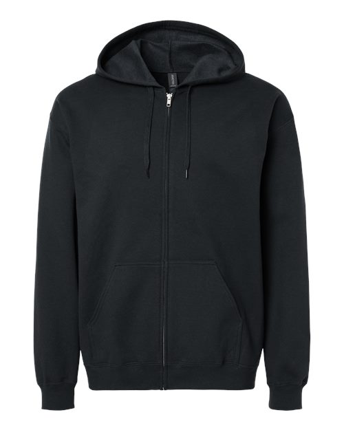 Unisex Softstyle® Midweight Full-Zip Hooded Sweatshirt - Black Front