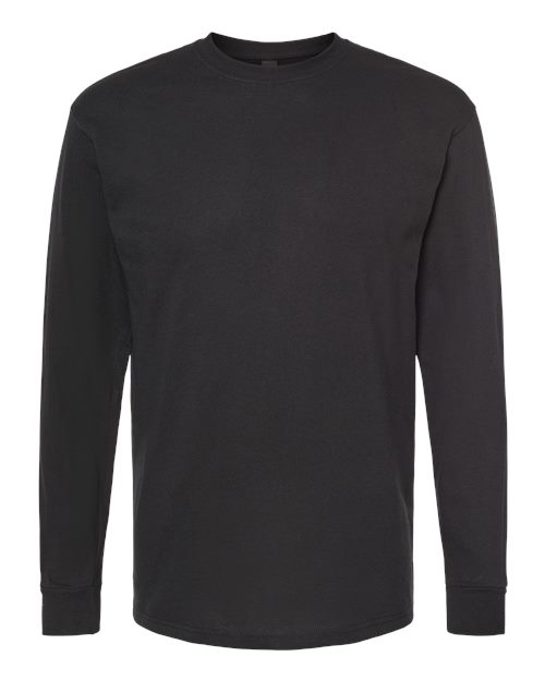 M&O Unisex Gold Soft Touch Long Sleeve T-Shirt - Black Front