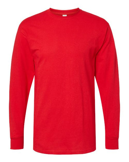 M&O Unisex Gold Soft Touch Long Sleeve T-Shirt - Deep Red Front