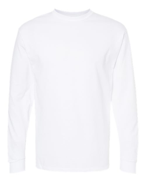 M&O Unisex Gold Soft Touch Long Sleeve T-Shirt - White Front