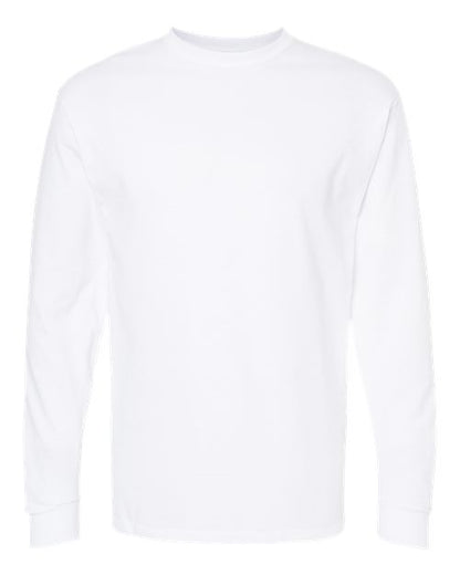 M&O Unisex Gold Soft Touch Long Sleeve T-Shirt - White Front