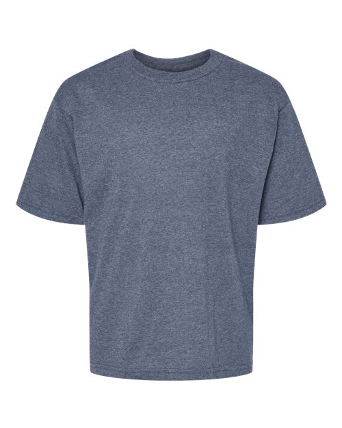 M&O Youth Gold Soft Touch T-Shirt - Heather Navy Front
