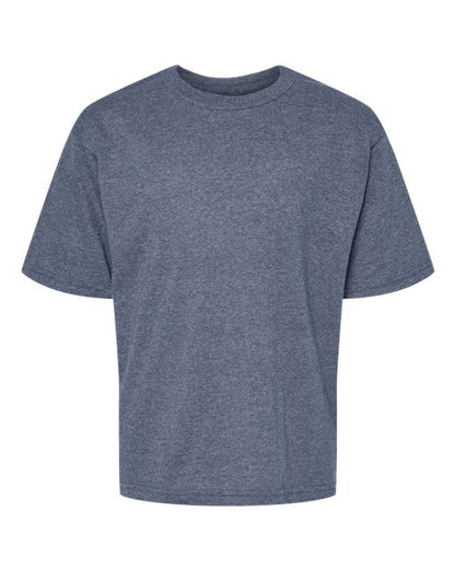 M&O Youth Gold Soft Touch T-Shirt - Heather Navy Front