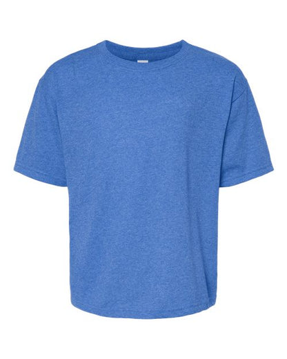 M&O Youth Gold Soft Touch T-Shirt - Heather Royal Front