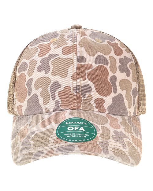LEGACY Old Favorite Trucker Cap - Stone Duck Camo/ Java Front
