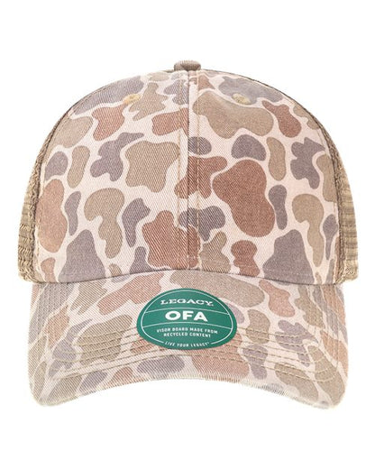 LEGACY Old Favorite Trucker Cap - Stone Duck Camo/ Java Front