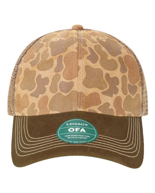 LEGACY Old Favorite Trucker Cap - Camel Duck Camo/ Java Front