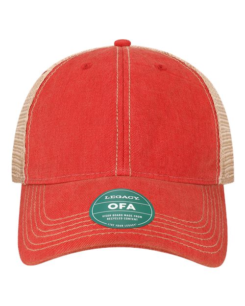 LEGACY Old Favorite Trucker Cap - Scarlet Red/ Khaki Front