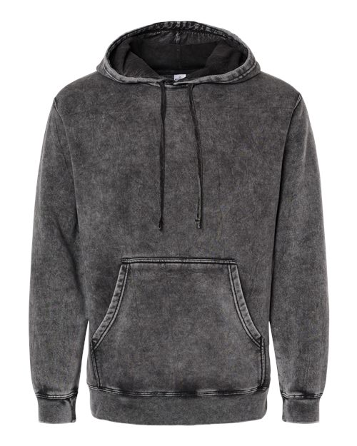 Independent Trading Co. Unisex Midweight Mineral Wash Hooded Sweatshirt - Black Front