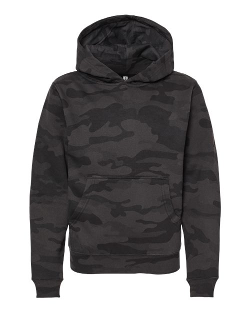 Independent Trading Co. Youth Midweight Hooded Sweatshirt - Black Camo Front
