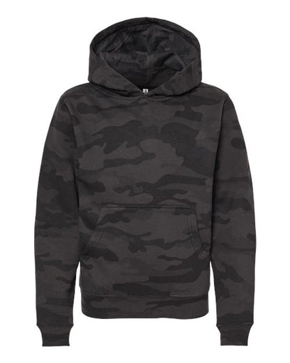 Independent Trading Co. Youth Midweight Hooded Sweatshirt - Black Camo Front