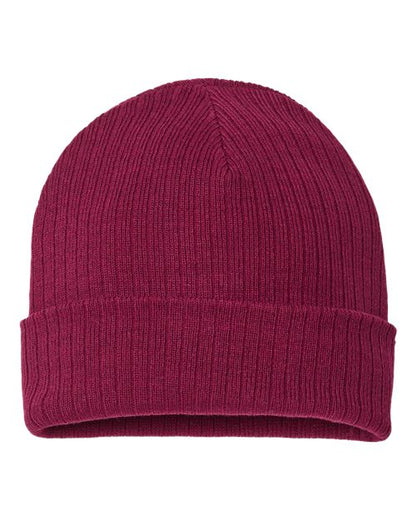 Atlantis Headwear Sustainable Rib Cuffed Beanie - Burgundy Front