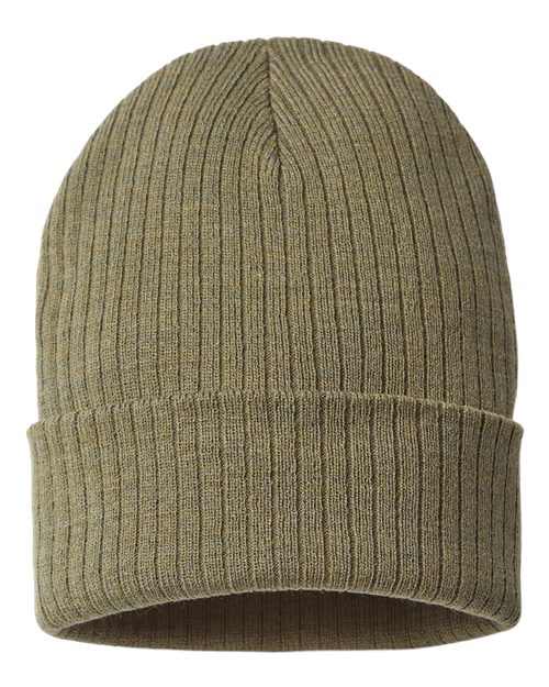Atlantis Headwear Sustainable Rib Cuffed Beanie - Olive Front