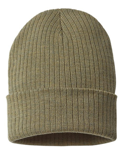 Atlantis Headwear Sustainable Rib Cuffed Beanie - Olive Front