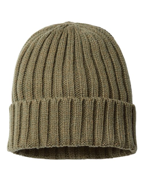 Atlantis Headwear Sustainable Cable Knit Cuffed Beanie - Olive Front