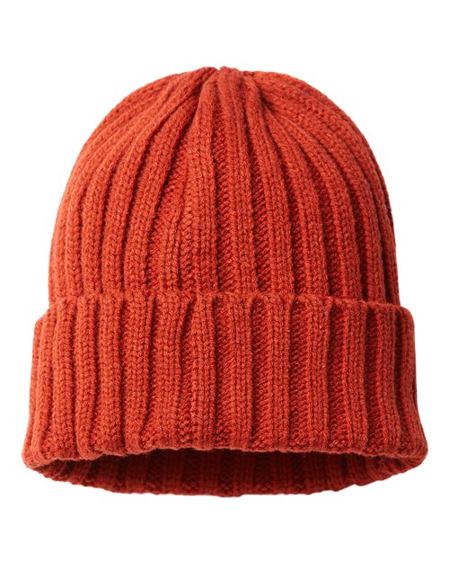 Atlantis Headwear Sustainable Cable Knit Cuffed Beanie - Rusty Front