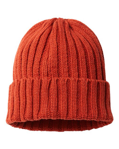 Atlantis Headwear Sustainable Cable Knit Cuffed Beanie - Rusty Front