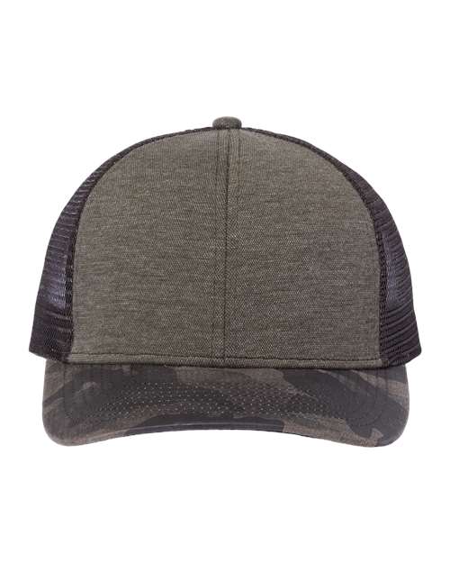 DRI DUCK Pique Trucker Cap - Rock/ Camo Front